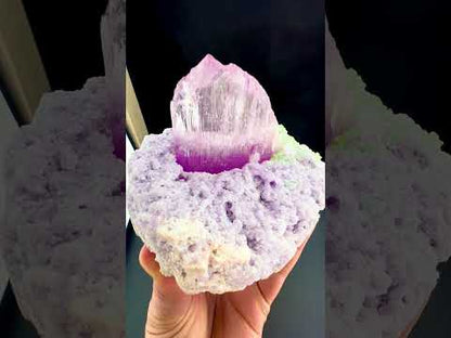 Pink Kunzite with Green Tourmalines on Lepidolite from Afghanistan, 749 gram
