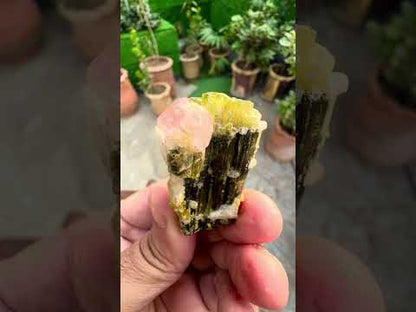 Pink Apatite crystals on Tourmaine from Pakistan, 28 gram
