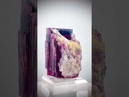 Blue/Purple Cap Deep Pink Tourmaline Crystal from Afghanistan - 253 Gram