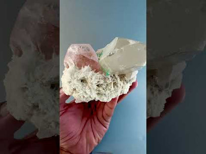 Natural Morganite with Green Tourmaline, Smoky Quartz and Clevelandite Albite from Afghanistan, 631 gram