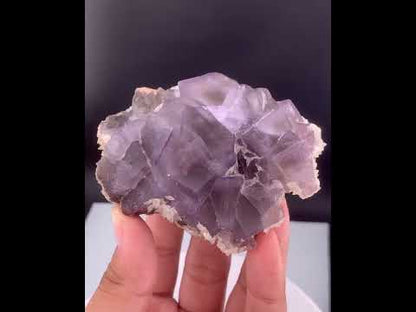 Purple Phantom Fluorite Crystal With Calcite From Pakistan - 188 Gram