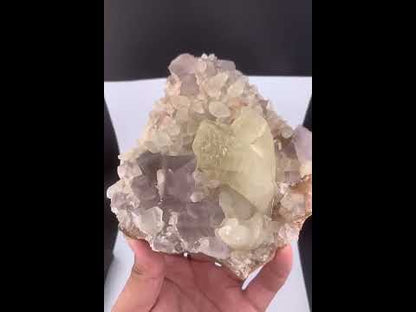 Purple Phantom Fluorite Crystal With Calcite From Pakistan - 611 Gram