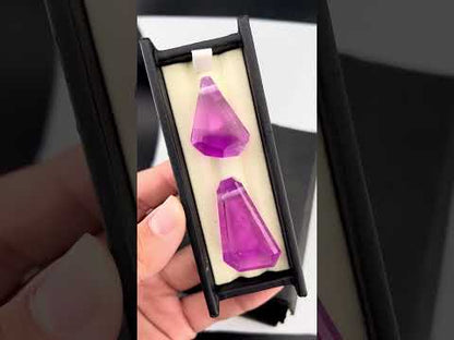 Natural Pink Kunzite Pendant Pair – Polished Gemstone Crystals