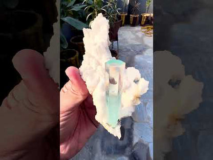 Aquamarine crystal on Albite from Pakistan, 107 gram