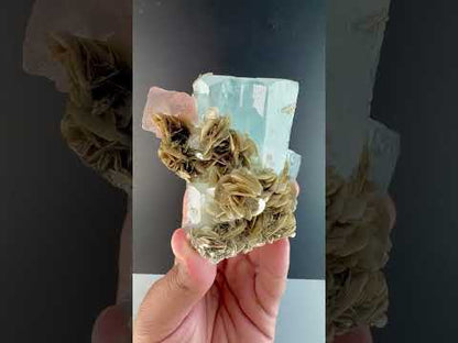 Aquamarine with Pink Fluorite and Mica Specimen from Pakistan, Collector Crystal, 301 gram
