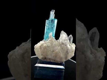 Blue Aquamarine Crystals With Quartz on Matrix from Pakistan - 162 Grams