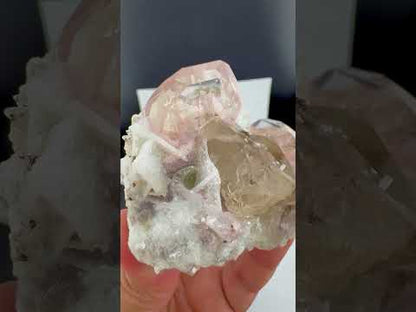 Morganite, Green Apatite, Smoky Quartz ans Clevelandite Albite Combo Specimen from Afghanistan, 266 gram