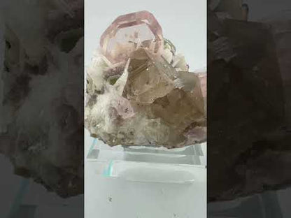 Morganite, Green Apatite, Smoky Quartz ans Clevelandite Albite Combo Specimen from Afghanistan, 266 gram