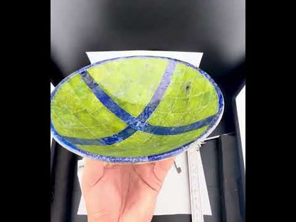 Polished Green Stone & Lapis Lazuli Bowl – 647g, 155mm