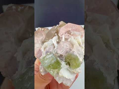 Morganite, Green Apatite, Smoky Quartz ans Clevelandite Albite Combo Specimen from Afghanistan, 266 gram