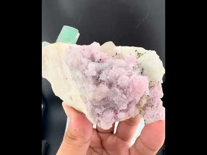 Green Tourmaline Crystal With Lepidolite on Matrix From Afghanistan - 173 Grams