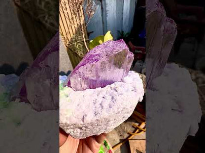 Pink Kunzite with Green Tourmalines on Lepidolite from Afghanistan, 749 gram