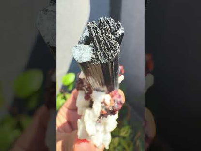 Spessartine Red Garnet With Schorl and Feldspar From Pakistan - 93 Grams