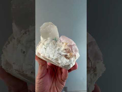 Natural Morganite with Green Tourmaline, Smoky Quartz and Clevelandite Albite from Afghanistan, 631 gram