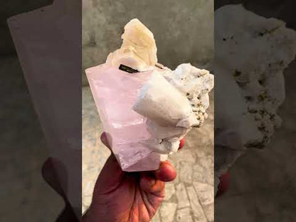 Pink Morganite crystal with Tourmalines, Mica and Feldspar from Pakistan, 365 gram