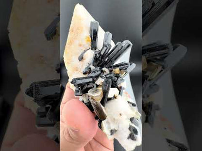 Schorl Tourmaline crystals on Microcline Feldspar from Pakistan, 186 gram