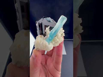 Natural Aquamarine with Black Tourmaline Schorl and Feldspar from Afghanistan, 210 gram