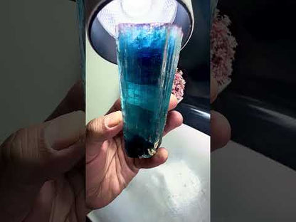 Pink Cap Indicolite Tourmaline crystal from Paprok Afghanistan , 381 gram
