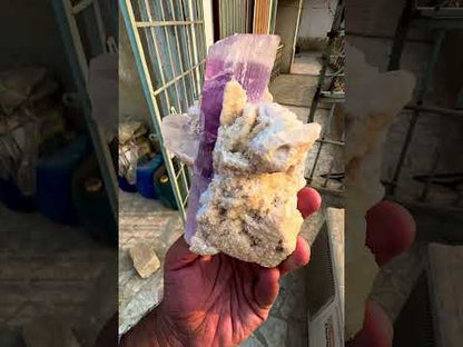 Kunzite Crystal with Quartz and Lepidolite from Afghanistan, 958 gram