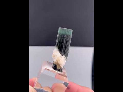 Green Cap Tourmaline Crystal with Albite from Pakistan - 10 Grams