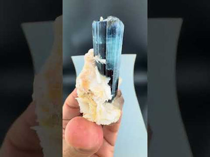 Indicolite Blue Tourmaline with Smoky Quartz, Albite and Mica from Afghanistan, 64 gram