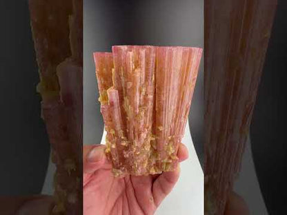Orange Pink Tourmaline Crystal with Lepidolite Mica from Afghanistan, 316 gram
