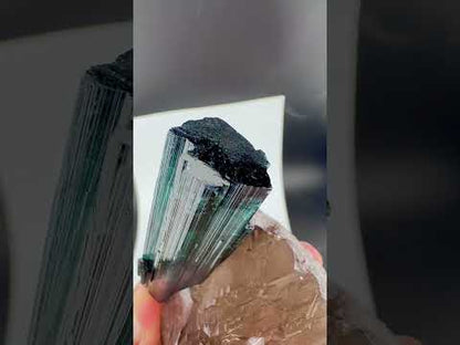 Indicolite Tourmaline on Smoky Quartz – Blue Pink Tourmaline Crystal Specimen, Paprok Afghanistan, 200 gram