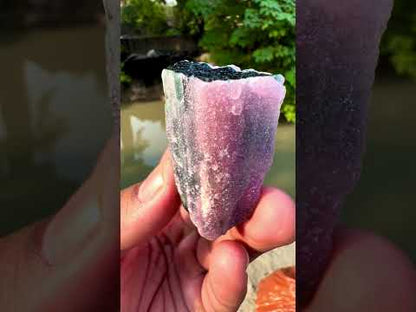 Crystallized Pink Rose Quartz on Cats Eye Tourmaline from Afghanistan - 60 gram