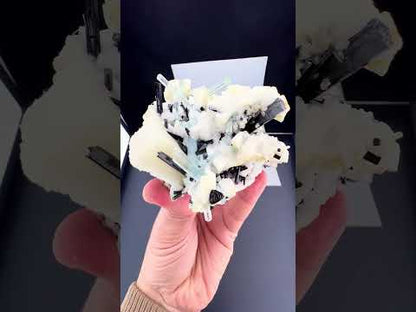 Aquamarine crystals with Schorl on Feldspar from Pakistan, 300 gram
