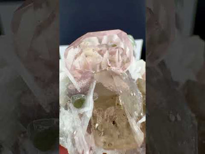 Morganite, Green Apatite, Smoky Quartz ans Clevelandite Albite Combo Specimen from Afghanistan, 266 gram