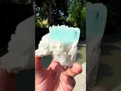 AquaMorganite crystal with Quartz and Feldapar from Pakistan, 240 grams