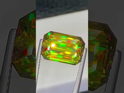 Chrome Sphene Gemstone, 7.00 Ct Emerald Cut