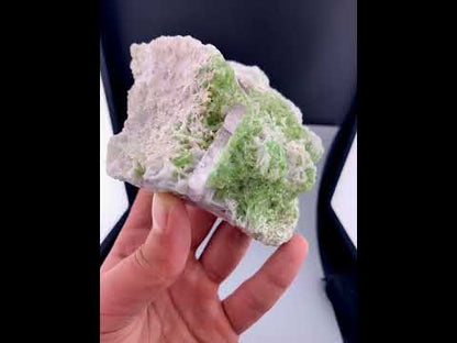 Pink Kunzite Crystal With Green Tourmaline on Matrix from Afghanistan - 495 Grams