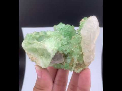 Green Tourmaline Crystals Cluster With Kunzite on matrix From Afghanistan - 287 Grams