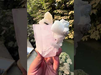 Pink Morganite crystal with Tourmalines, Mica and Feldspar from Pakistan, 365 gram