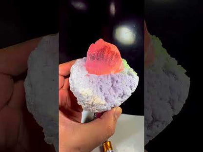 Pink Kunzite with Green Tourmalines on Lepidolite from Afghanistan, 749 gram