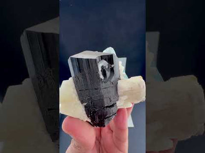 Natural Aquamarine with Black Tourmaline Schorl and Feldspar from Afghanistan, 210 gram
