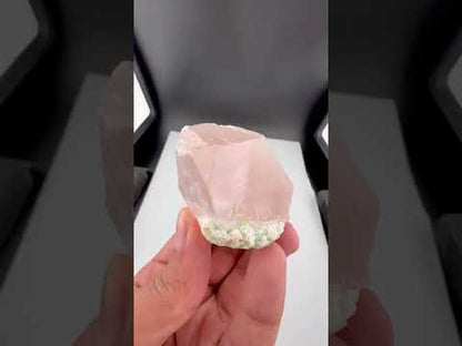 Pink Morganite Crystal with Green Tourmalines from Afghanistan - 107 Grams