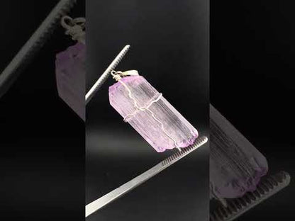 Natural Pink Kunzite Crystal Pendant, Raw Kunzite Wire Wrapped Jewelry - 11 Grams