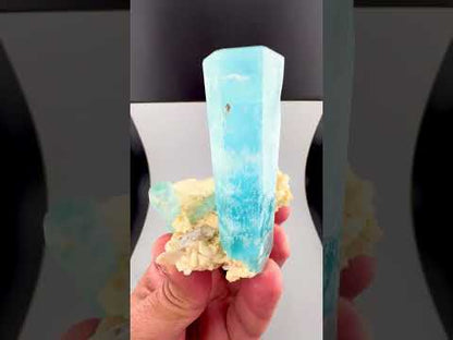 Sky Blue Aquamarine Crystals on Feldspar, Aquamarine Specimen, Aquamarine Cluster, Aesthetic Aquamarine from Afghanistan, 94 gram