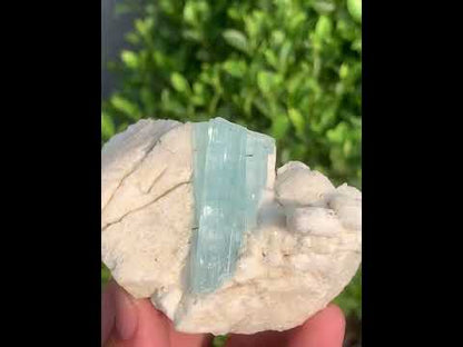 Sky Blue Aquamarine Crystal on Feldspar From Pakistan - 142 Grams