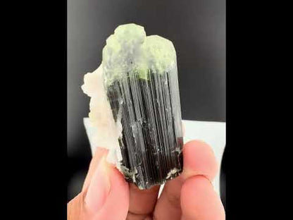 Green Cap Tourmaline Crystal with Albite from Pakistan - 27 Grams