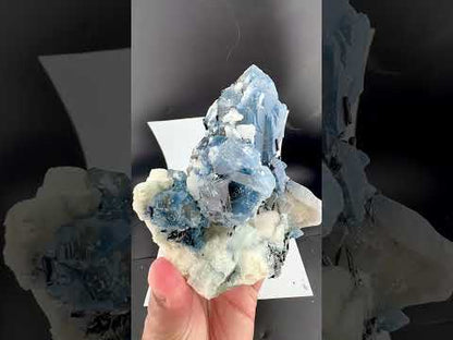 Indicolite Included Quartz Cluster with Black Schorl Tourmaline, Blue Quartz Specimen from Afghanistan, 802 gram