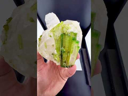 Green Tourmaline Bunch on Quartz from Skardu Pakistan - 650 Grams