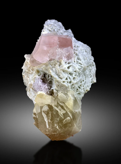 large morganite and pollucite specimen
quartz crystal with morganite mineral