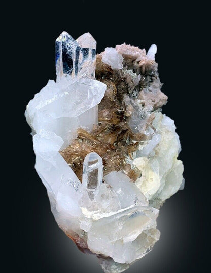 aesthetic quartz and axinite cabinet piece
rare geological formation with quartz association