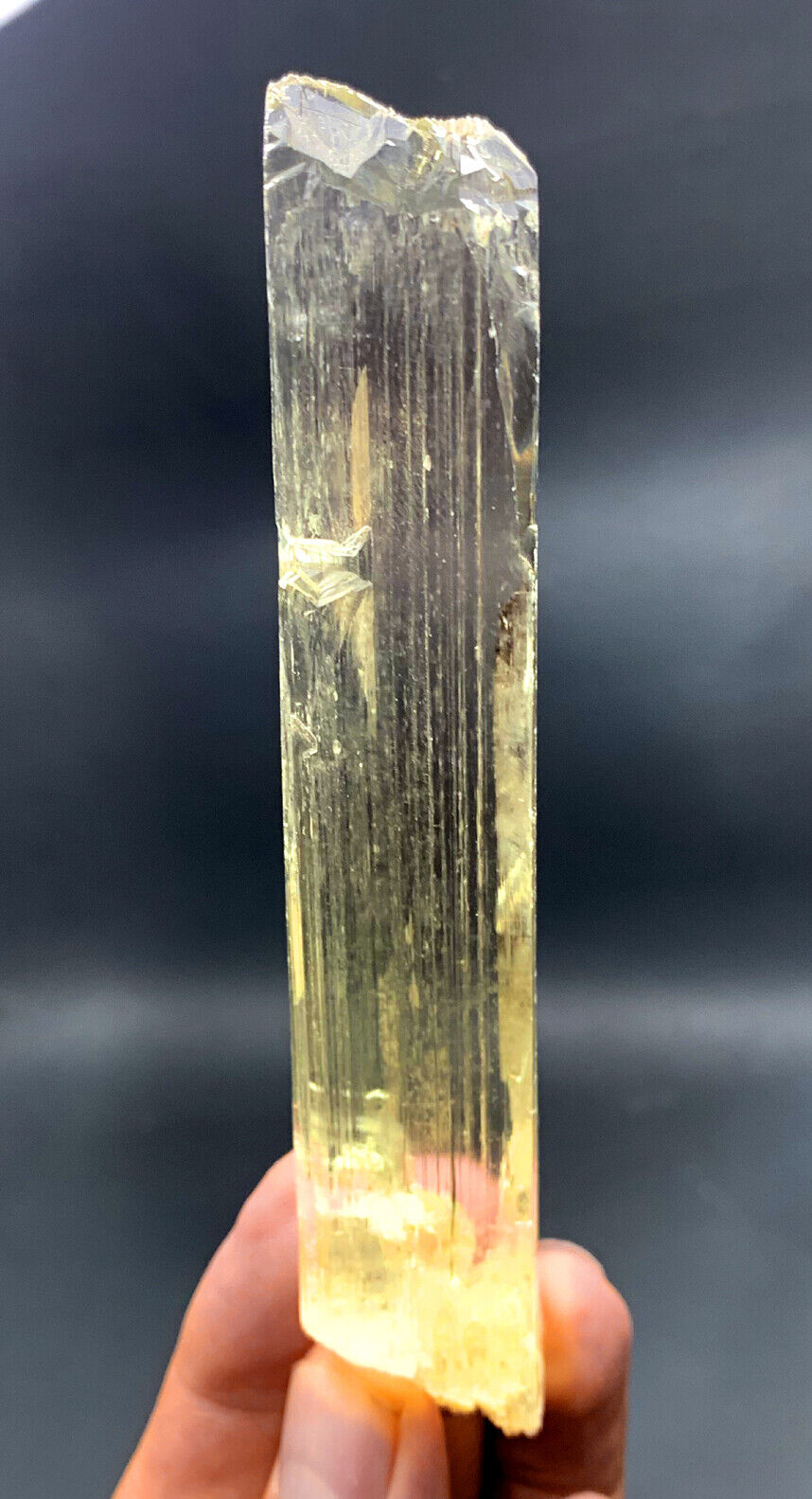 collector yellow kunzite mineral specimen
rare triphane kunzite crystal 123 grams
