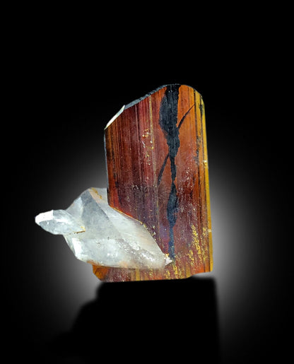 cabinet size brookite crystal close view
raw brookite crystal with quartz association