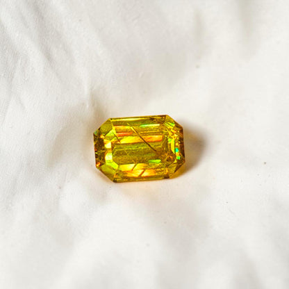 Yellow Sphene Emerald Cut Gemstone, 7x5mm High Fire Gem, Natural Loose Ring Stone, Custom Fine Jewelry Gem