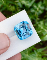 Swiss Blue Topaz, 11.5 Ct Natural Swiss Blue Topaz, Loose Gemstone, Cushion Cut, Ring Size Jewelry Making Topaz, Loupe Clean Topaz